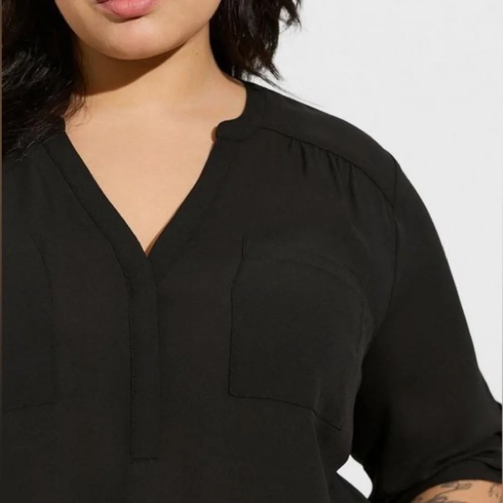 Torrid Black Blouse Harper Georgette Pullover 3/4 Sleeve Office Career Sz 5XL - Picture 2 of 10